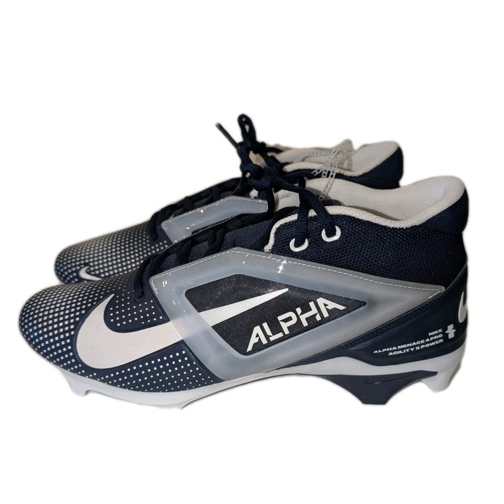 Nike Alpha Menace 4 Pro Football Cleats Men's 12.5 White Navy FZ7702-400 Shoes